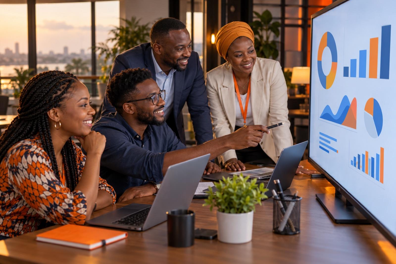 Consultants LIKSOFT et responsables d’un organisme client analysant ensemble un tableau de bord