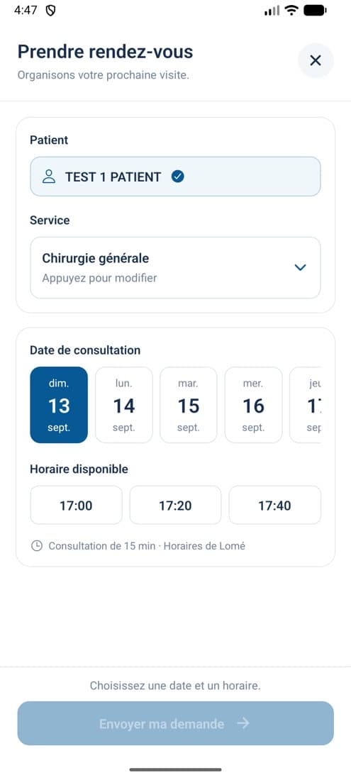 Demande de rendez-vous dans MyLafie