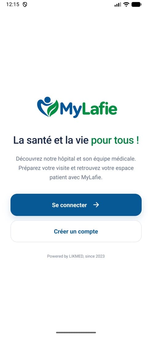 Écran d’accueil de l’application MyLafie